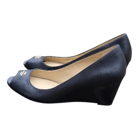 Coach Elegant Black Wedge Heels 7.5 - Picture 2 of 6